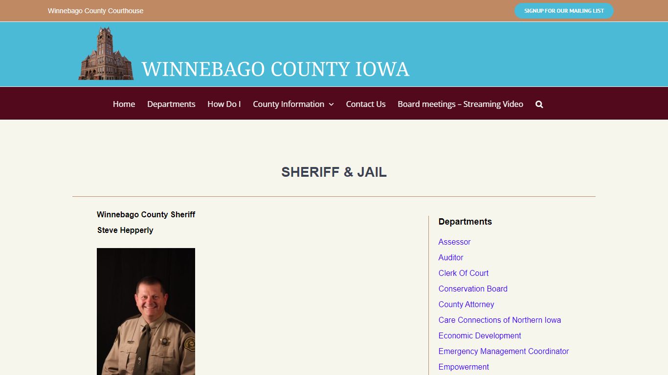 Sheriff & Jail – Winnebago County Iowa